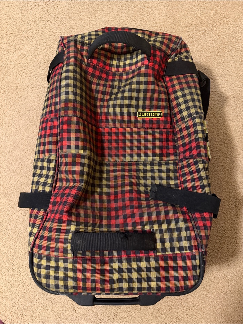 Retro Burton Red, Yellow, Black Plaid Travel Duffel